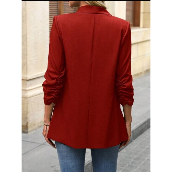 fold over shawl collar blazer jacket suit gray - Picture 8 of 11